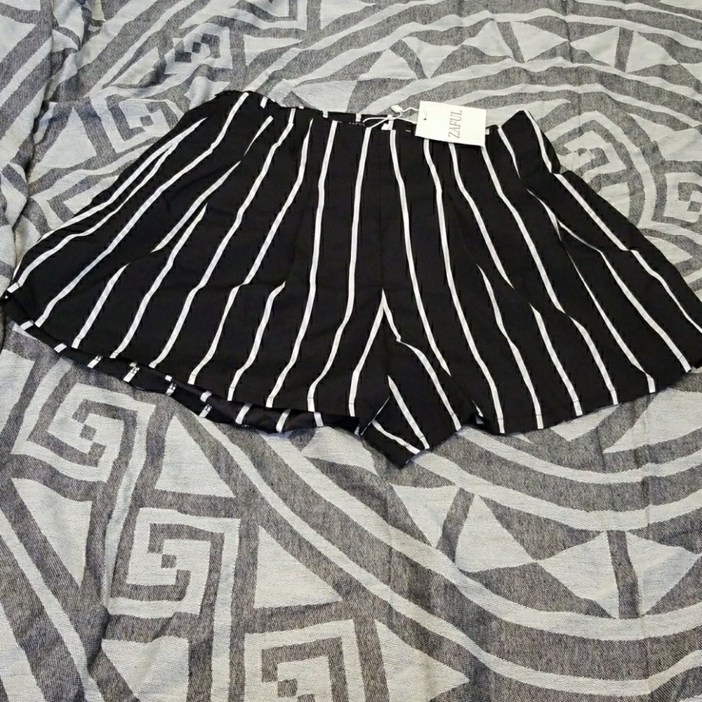 black and white striped shorts